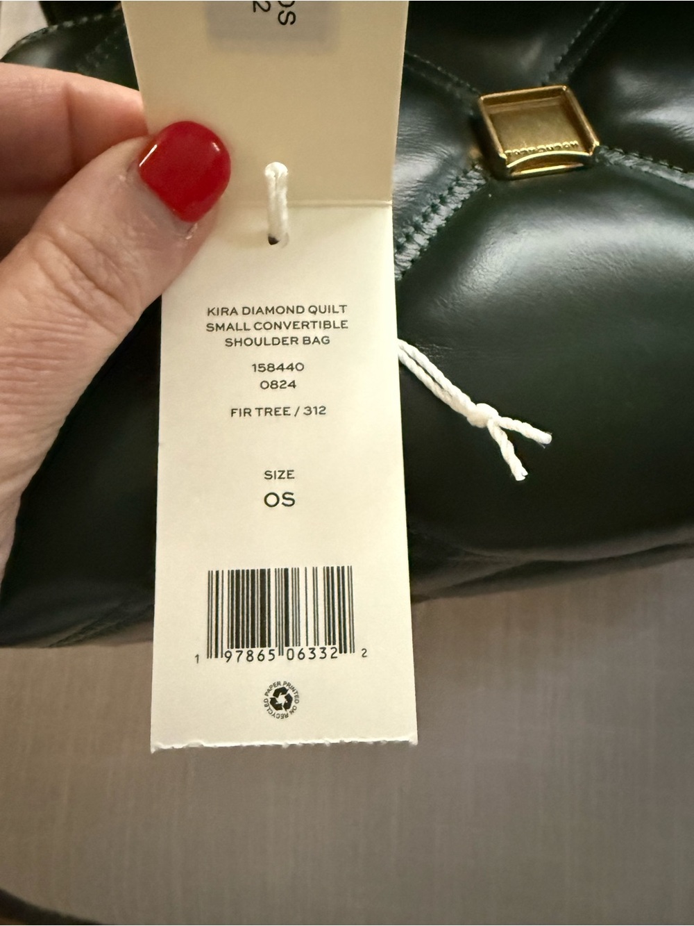Tory Burch Kira diamond Quilt small convertible shoulder Bag in Fir tree - Picture 6 of 6